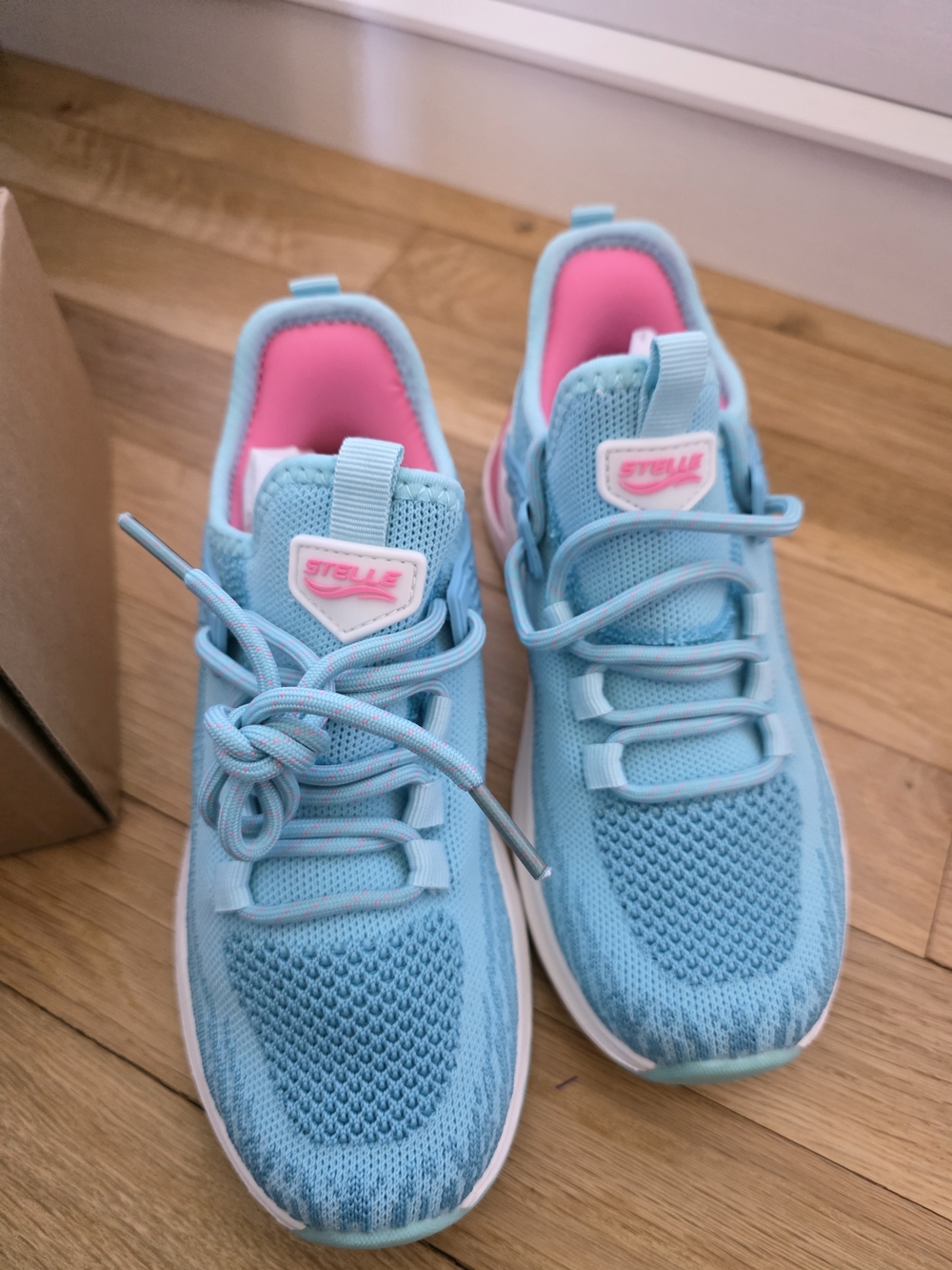 Stelle Kids Sky Blue Sneakers with Pink Accents